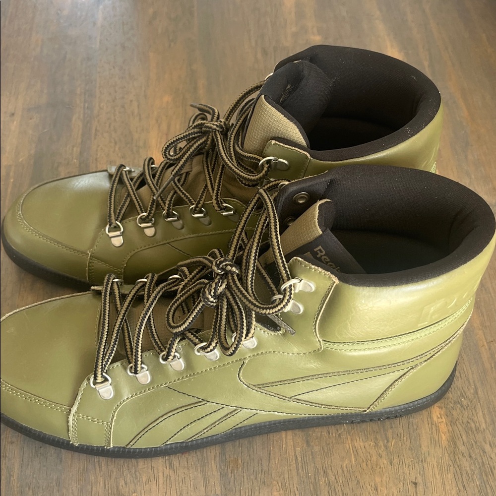Reebok Men's Olive Green Lace-Up boot sneakers shoes y2k sz 13 new high top shoe - Picture 5 of 8